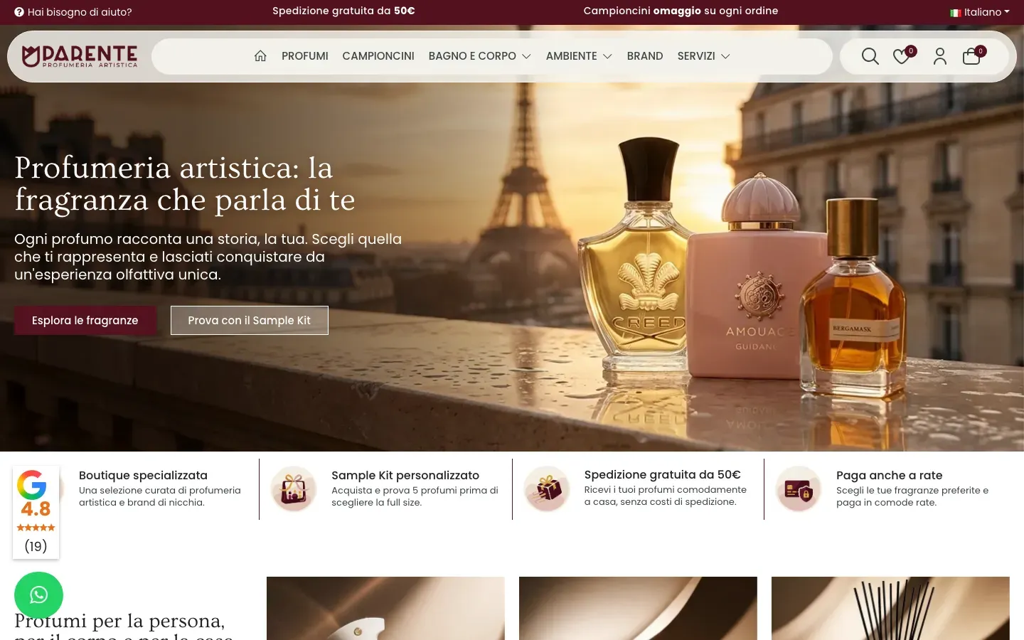 Home page del sito Profumeria Artistica Parente (profumeriaartisticaparente.it)