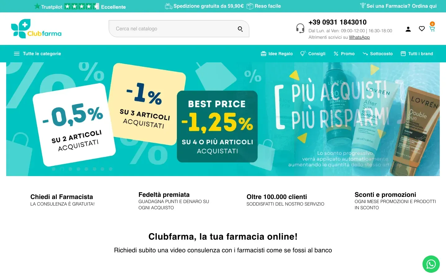 Home page del sito Clubfarma (clubfarma.it)