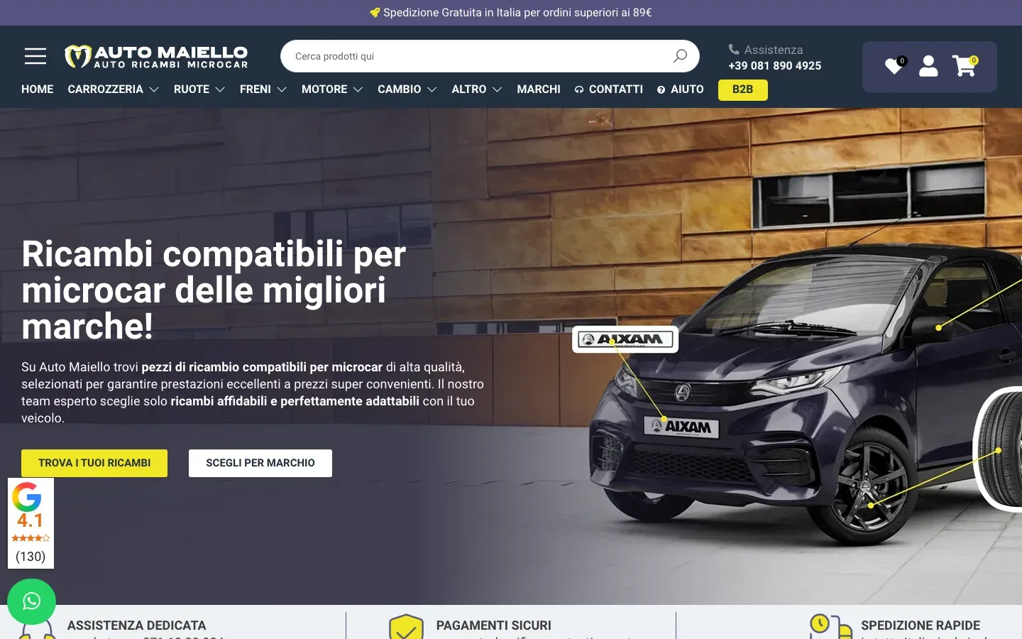 Home page del sito Auto Maiello · Ricambi Microcar (ricambimicrocar.automaiello.com)